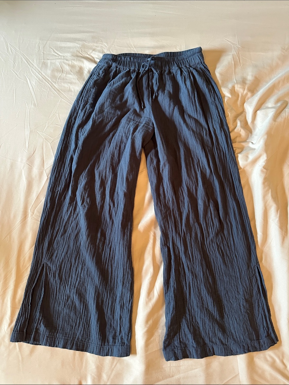 Pact Navy Wide-Leg Double Gauze Coastal Pull-On Pants